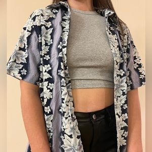 Vintage Blue Hawiian Button Up Shirt